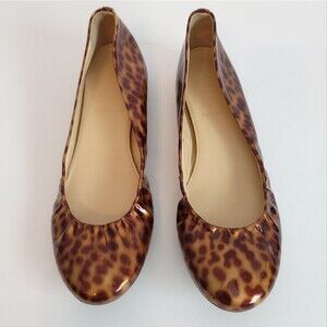 J.crew Patent Leather Leopard Print Ballet Flats Ballerina